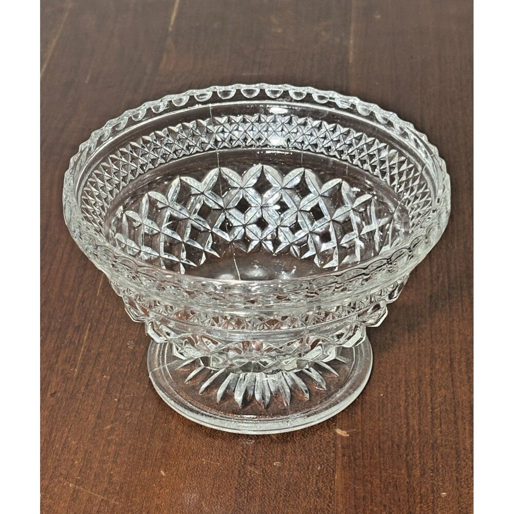 Vintage Anchor Hocking Wexford Candy Dish Pedestal Bowl Footed Clear Glass